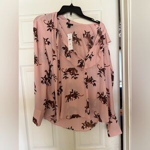Ann Taylor Light Pink Floral Blouse
